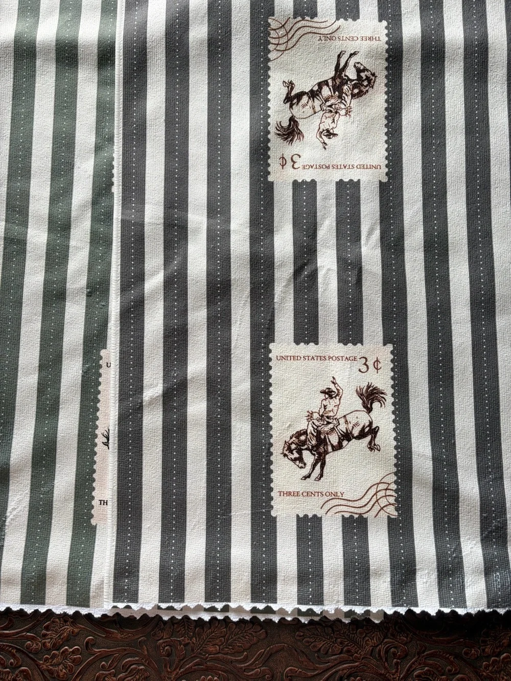 Western Cowboy Hand Towels Set 2 Rodeo Bronc Kitchen Bath Rustic Vintage Stamp